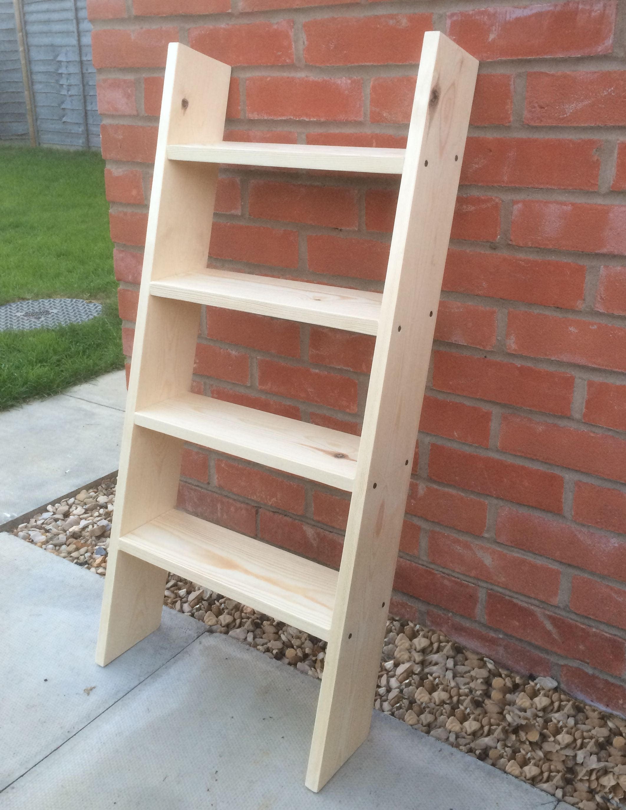 4 shelf unfinished Solid Pine Ladder shelf Shoe Rack With Top Etsy