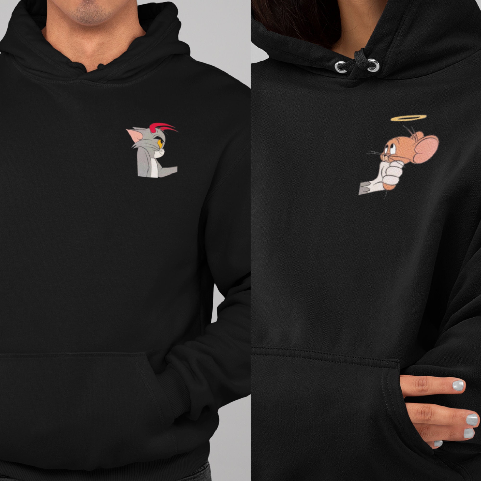 Sudadera con Capucha Parejas Tom y Jerry Lindo Divertido Vintage Unisex