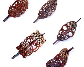 Carved Wood Wooden Pick stick Hair Pin