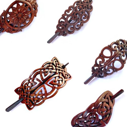 Wooden Hair Pick Stick Barrette Retro Hairclip Bali Hand Etsy