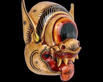 Balinese Mask Mata Besek Wooden Cyclops One Eyed Demon Monster Rakshasa Bali Folk Art Hand carved Wood Carving