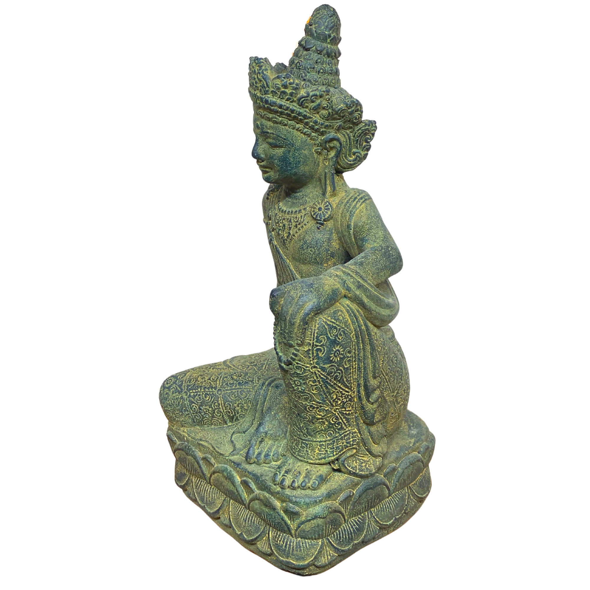 Guanyin Kwan Yin Garden Statue Water Moon Goddess Cast Stone Etsy