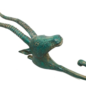 Bronze Antelope Wall Hook: Lost Wax Cast Metal Coat Hook, Farmhouse Wildlife Decor image 1
