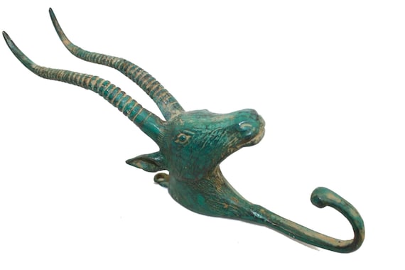 Bronze Antelope Wall Hook: Lost Wax Cast Metal Coat Hook, Farmhouse Wildlife Decor