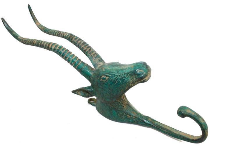 Bronze Antelope Wall Hook: Lost Wax Cast Metal Coat Hook, Farmhouse Wildlife Decor image 1