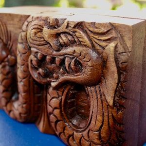 Dragon Secret puzzle Box Stash Box Trinket Jewelry Gift Box Hand carved wood Balinese Naga Bali Art Gift for dad