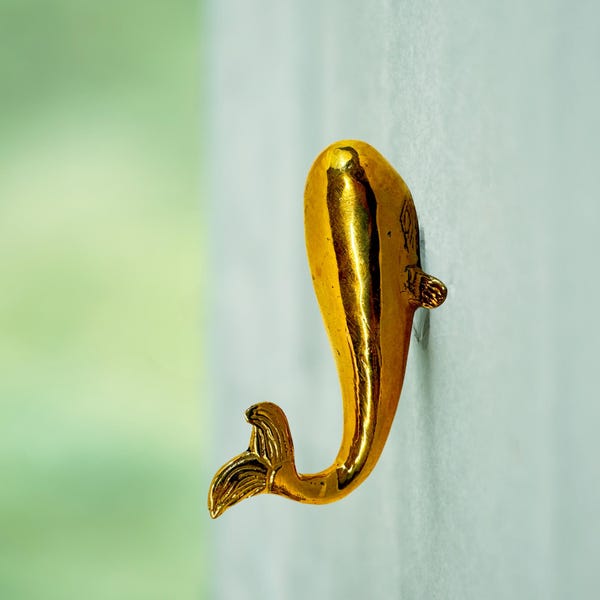 Handmade Brass Sperm Whale Wall Hook: Nautical Home Decor