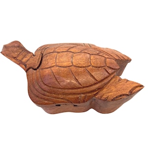 Caja de madera tallada a mano con forma de tortuga marina, caja de madera para guardar joyas, joyero, joyero, regalo