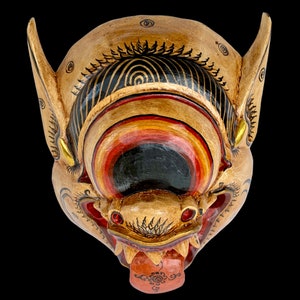 Balinese Mask Mata Besek Wooden Cyclops One Eyed Demon Monster Rakshasa Bali Folk Art Hand carved Wood Carving image 8