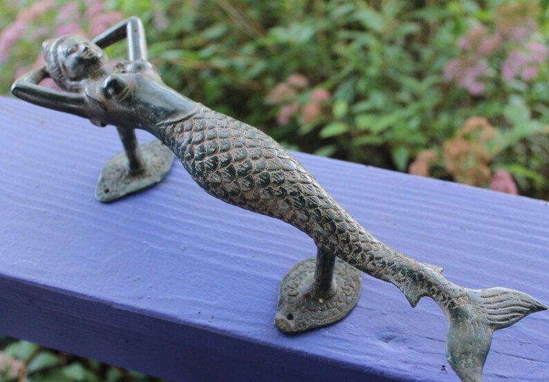 Balinese Mermaid Door Handle Knob Verdigris Bronze Bali Etsy