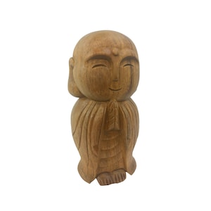 Namaste Blessing Jizo Buddha Sculpture Hand Carved wood statue Protector of Children Mothers Travelers