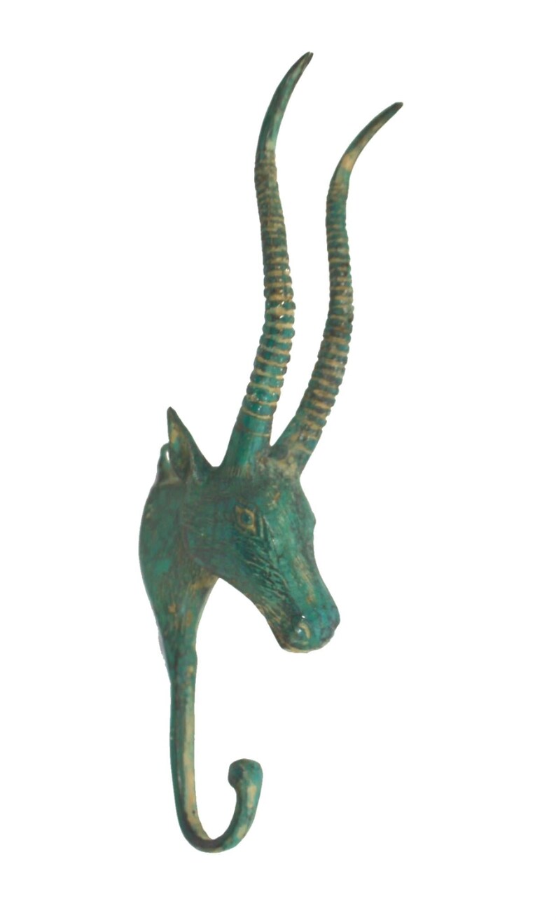 Bronze Antelope Wall Hook: Lost Wax Cast Metal Coat Hook, Farmhouse Wildlife Decor image 2