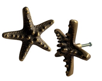 Brass Starfish Knob: Nautical Cabinet Pull, Beach Decor