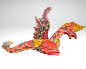 Bali Winged Seahorse Spiritchaser Mobile,Hand Carved Wooden Indonesian Folk Art