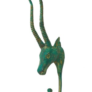 Bronze Antelope Wall Hook: Lost Wax Cast Metal Coat Hook, Farmhouse Wildlife Decor image 4