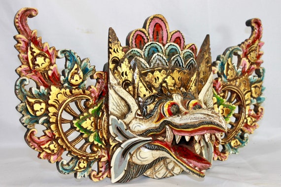 Balinese Garuda Mask Protector Hand Carved Wood Bali Wall Art Etsy