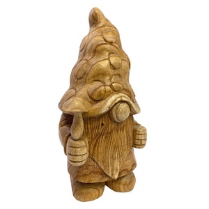 Gnome Wizard Forest Spirit Mushroom Wood Carving Statue Sculpture ...