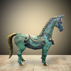 Horse Bronze Sculpture Statue Animal Lost Wax Cast Bronze Equestrian Decor