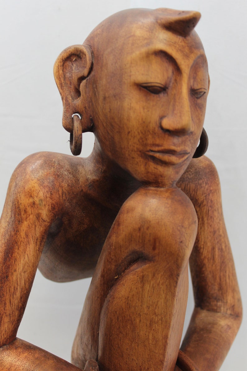 Abstract Yoga Pose Women Meditating Statue Wood Carving Etsy