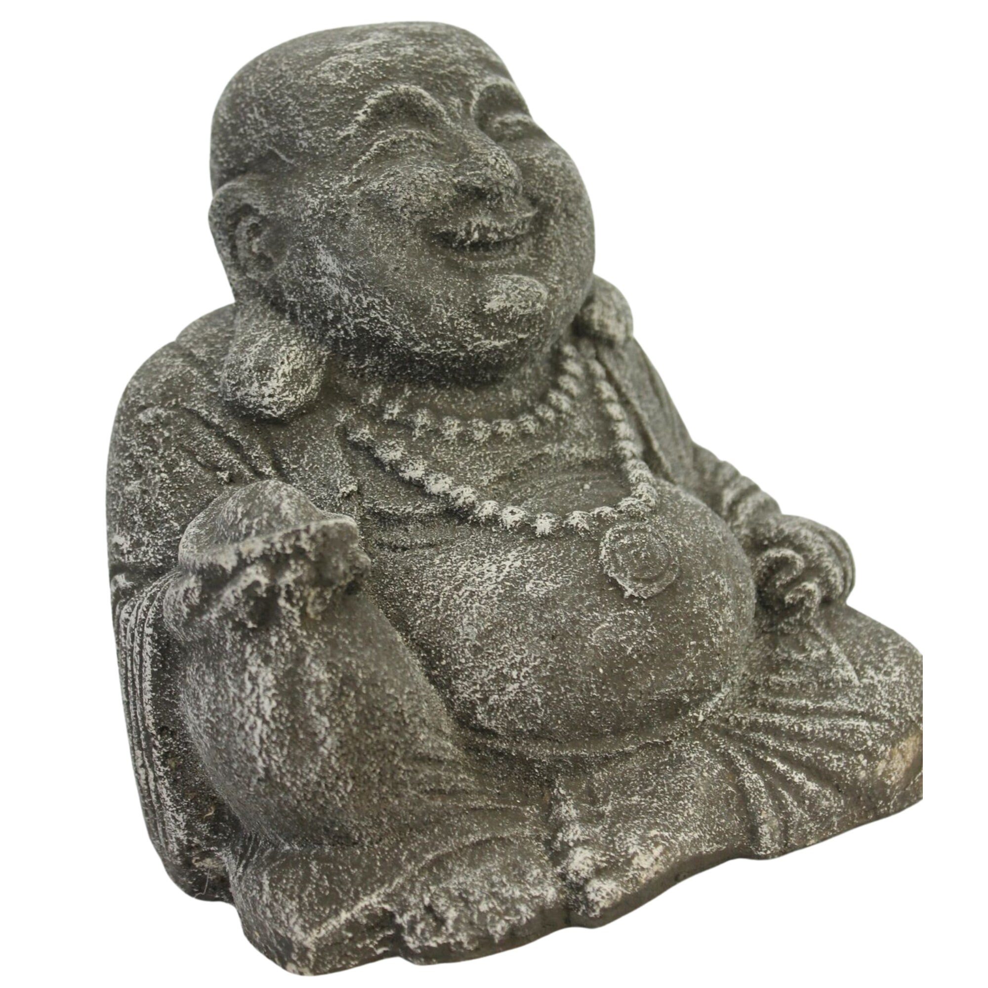 Hotei Prosperity Buddha Garden Statue Handmade Cast Lava Stone Bali ...