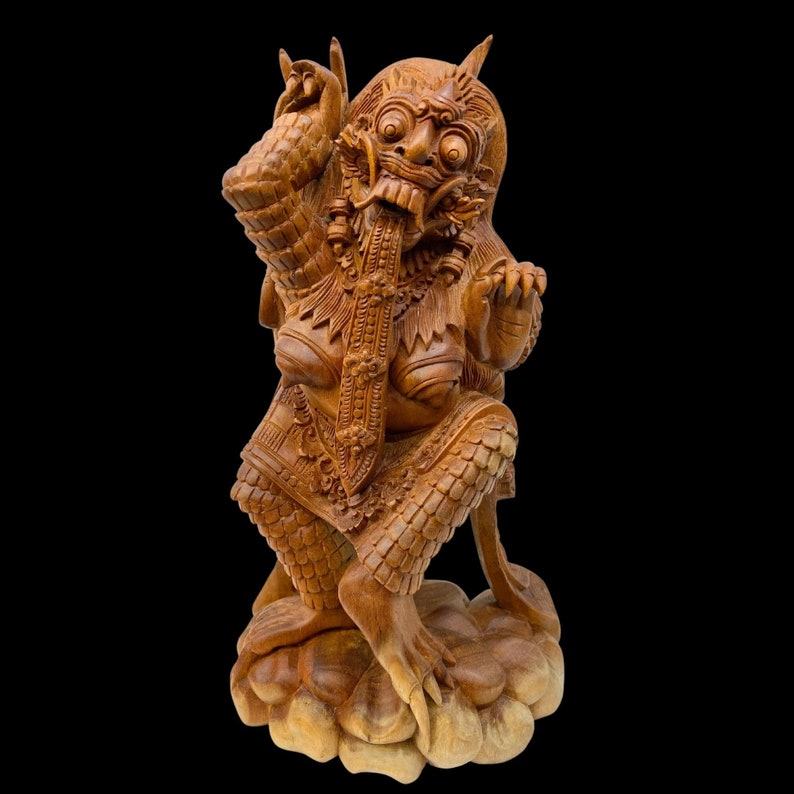 Balinese Rangda Demon Queen Sculpture, Carved Wood, Hindu Durga Goddess ...