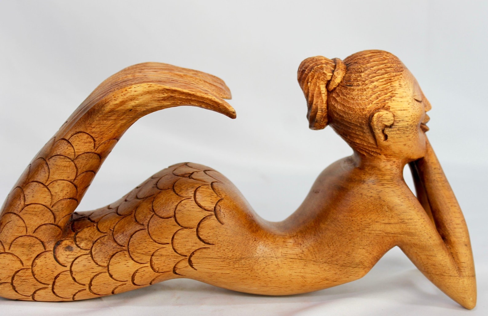 Day Dream Mermaid Sculpture Hand Carved wood Statue Signed Etsy