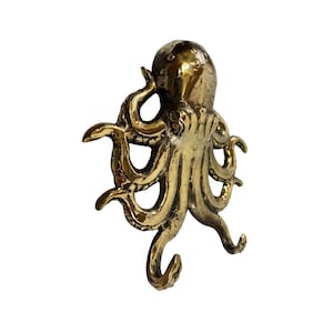 Octopus Kraken Wall Hook Solid Bronze Nautical Beach cottage Decor Bali Art