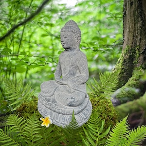 Dhyana Buddha Garden Statue Stone Sculpture Buddhist Bali Yard Art cast lave stone