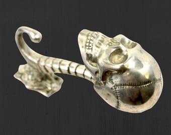 Skull and Bones Wall Coat Hook, Gothic Skeleton Design, Handmade
