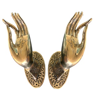 Buddha Abhaya Mudra Handle door pull Knob Hook Polished Bronze Balinese Art