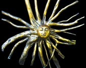 Golden Sun Burst God Surya Tree Root spirit Wall Art Carving