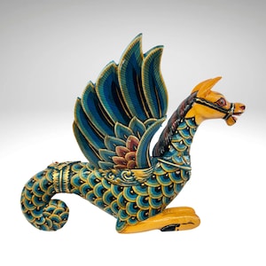 Balinese Winged Seahorse Spirit Chaser Mobile, Merhorse,  Hand Carved Wood Bali Folk Art