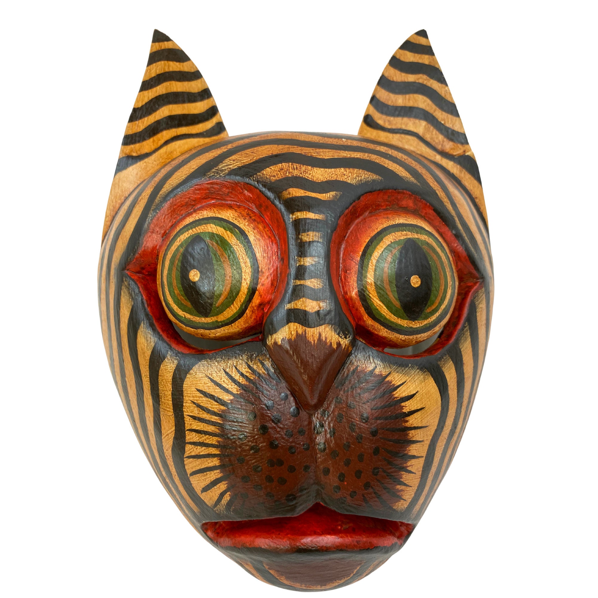 Balinese Black Cat Mask Striped Kitty Scaredy-cat Bali folk -  Portugal