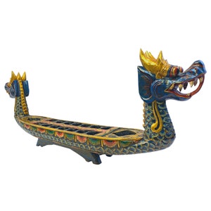 Dragon Naga Mancala Sculpture Wooden Board Game Tabletop Balinese Ethnic decor Hand Carved Wood Carving Indonesian Folk Art Statue