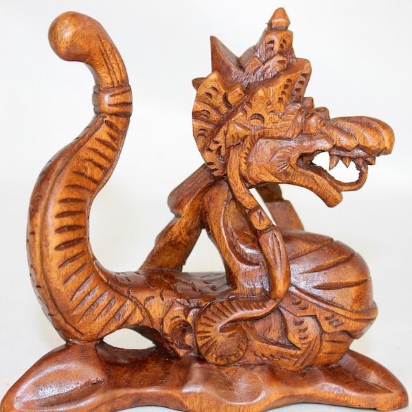 Wood Dragon Statue Etsy