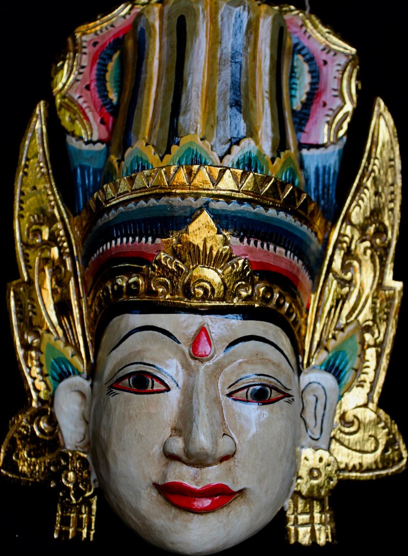 Balinese Dewi Sinta Goddess Mask Ramayana Bali Wall art hand Etsy