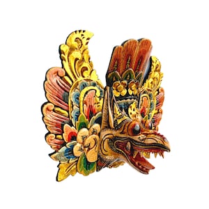 Balinese Garuda Mask: Hand Carved Wood Eagle, Ethnic Wall Decor