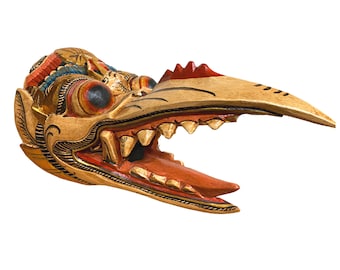 Balinese Garuda Mask | Hindu Eagle Mask | Hand Carved Wood Bali Folk Art Guardian
