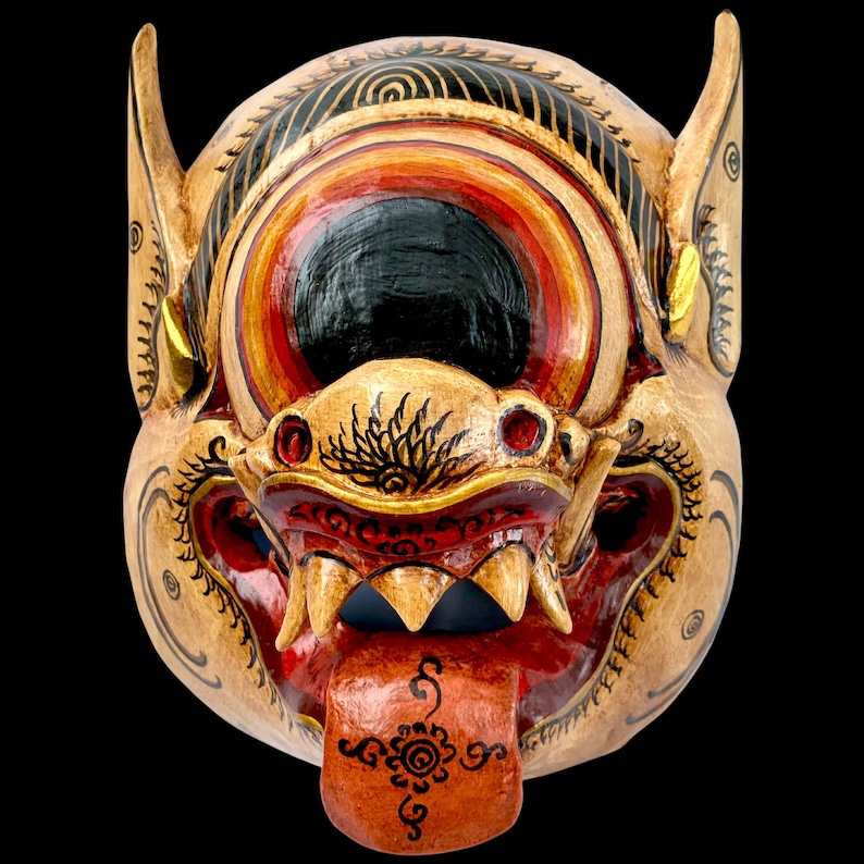 Balinese Mask Mata Besek Wooden Cyclops One Eyed Demon Monster Rakshasa Bali Folk Art Hand carved Wood Carving image 2