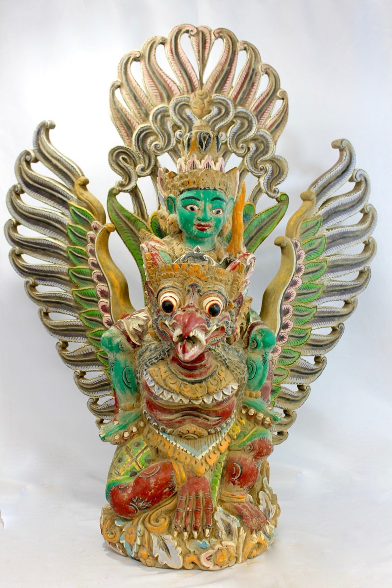 Garuda Vishnu Statue Balinese carved wood sculpture