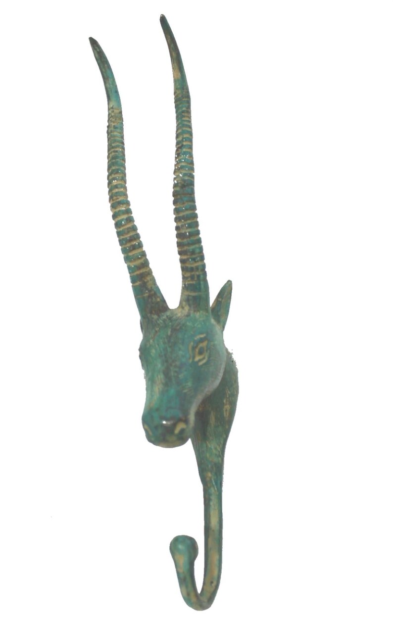 Bronze Antelope Wall Hook: Lost Wax Cast Metal Coat Hook, Farmhouse Wildlife Decor image 3