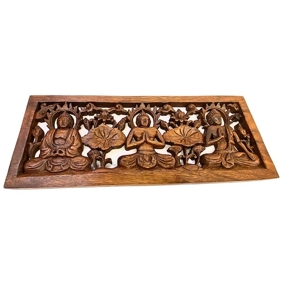 Tri-Buddha Mudra Panel Carving Tri-Buddha Mudra Panel Carving