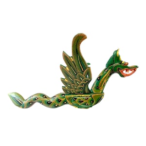 Winged Flying Dragon Mobile Spiritchaser Cradle Guardian Balinese folk Art 26" Green Eclectic Decor
