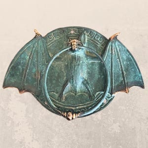 Gothic Bat Door Knocker handle knob Cabinet Pull lost wax Cast Verdigris handmade Bronze Bali Art