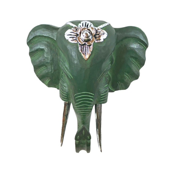 Hand Carved Ganesha Mask: Balinese Wood Elephant Wall Art