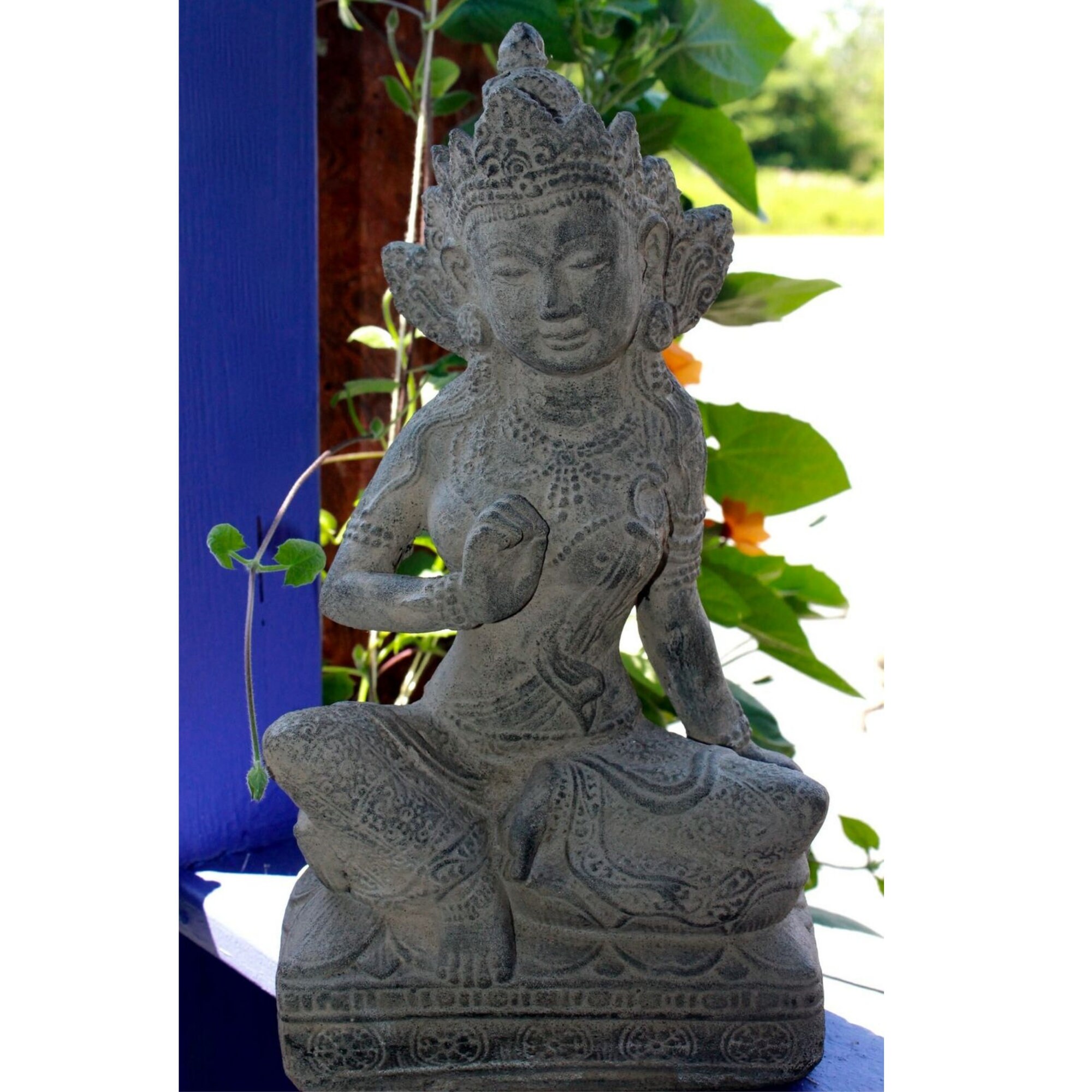 Guanyin Kwan Yin Garden Statue Water Moon Goddess Cast Lava Etsy