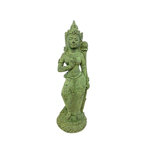 Balinese Dewi Tara Statue: Resin Volcanic Sand Lotus Garden Decor