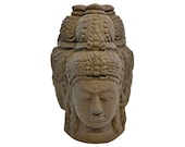Bali Trimurti Buddha Garden Art statue cast lava stone sculpture Brahma Vishnu Shiva Trinity Handcrafted Balinese Hindu Yard Art