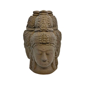 Trimurti Garden Statue cast lava concrete stone sculpture Brahma Vishnu Shiva Hindu Trinity  Handmade Balinese Yard Art
