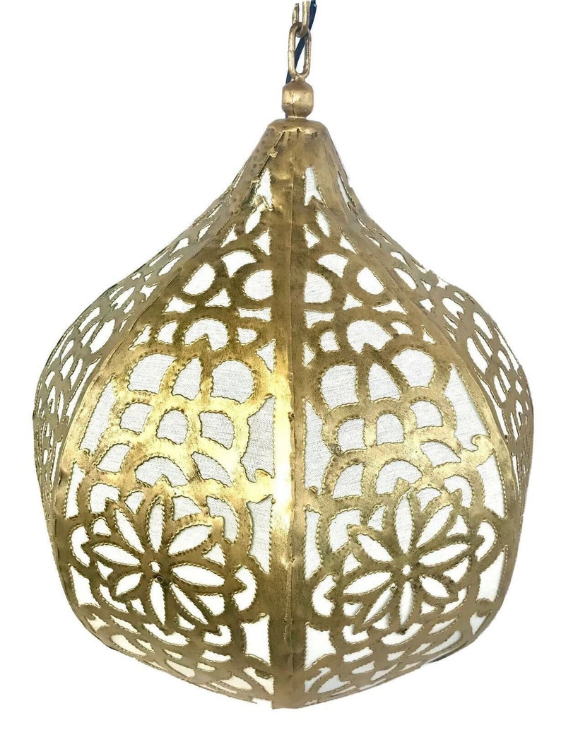 Bohemian Lotus Swag Lamp Hanging Teardrop Moroccan Lantern Etsy